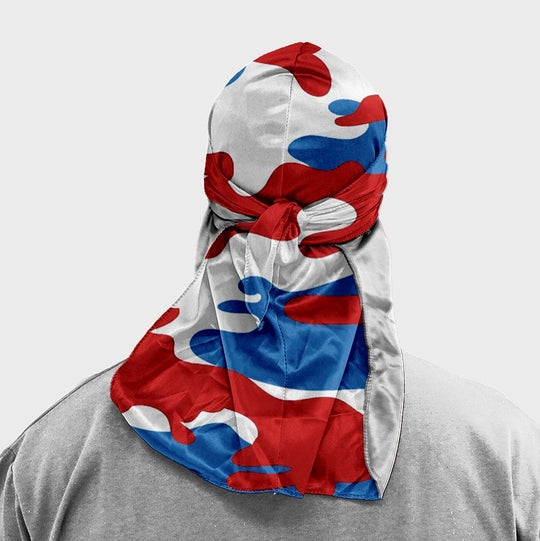 White/Red/Blue Camouflage Durag