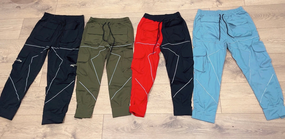 Men's Cargo Pants With Reflective Design and multi pockets