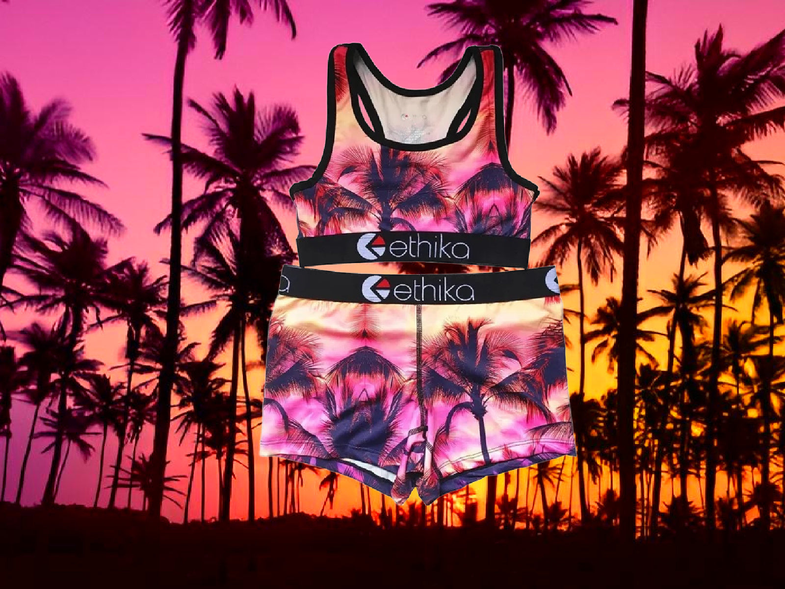 Pre-Order Sunset Coconut Tree Ethika Women's Underwear and Bra Set ...